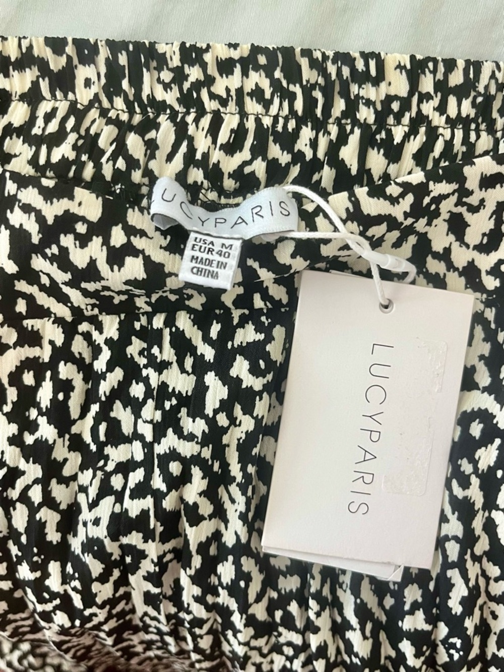 Lucy Paris Black and White Asymmetrical Tiered Midi Skirt - Picture 3 of 3